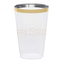 PRESTEE  DRINKET Gold Plastic Cups 14 oz Clear Plastic Cups / Tumblers Fancy Plastic Wedding Cups With Gold Rim 50 Ct Disposable For Party Holiday and Occasions SUPER VALUE PACK