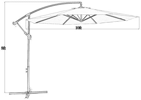 Nature's Blossom 10 Ft Cantilever Offset Patio Umbrella Outdoor Aluminum Hanging Umbrella with Crank and Air Vent, 8 Ribs, Taupe