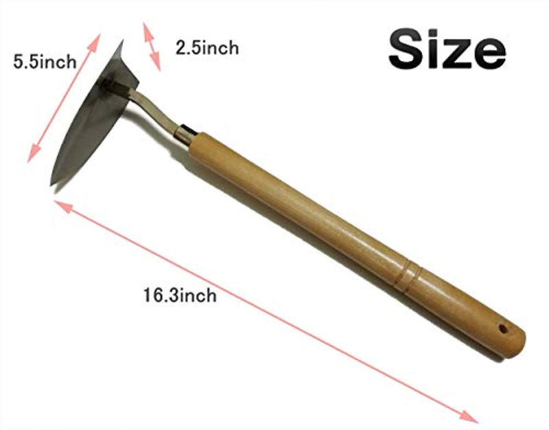 UMTECH Japanese Garden Landscaping Triangle Hoe with Stainless Steel Blade & Wood Handle