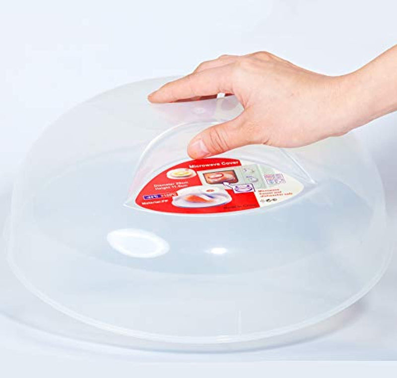 Microwave Plate Cover clear，Easy Grip large microwave Plate Splatter Guard Lid With Steam Vent Microwave Food Cover, BPA Free & 11.5 Inch, Dishwasher Safe-with anti-scalding silicone hand clip