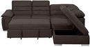 Homelegance Platina 103" Sectional Sofa with Pull Out Bed and Ottoman, Chocolate Fabric
