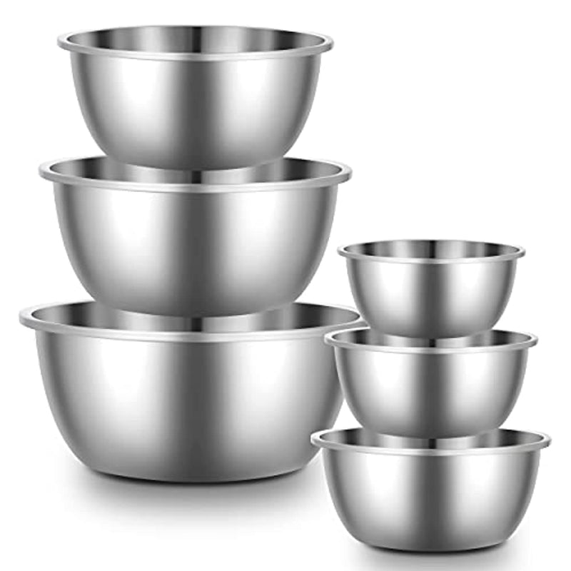 Premium Stainless Steel Mixing Bowls with Airtight Lids (Set of 5) Nesting Bowls, Silver