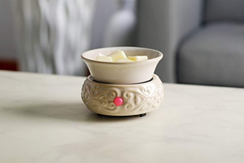 Hosley Cream Ceramic Fragrance Candle Wax Warmer. Ideal for Spa and Aromatherapy. Use Brand Wax Melts/Cubes, Essential Oils and Fragrance Oils O2