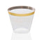 Gold Plastic Cups | 5 oz. 100 Pack | Hard Clear Plastic Cups | Disposable Party Cups | Fancy Wedding Tumblers | Nice Gold Rim Plastic Cups | Elegant Decoration Cups | Plastic Tumblers Bulk