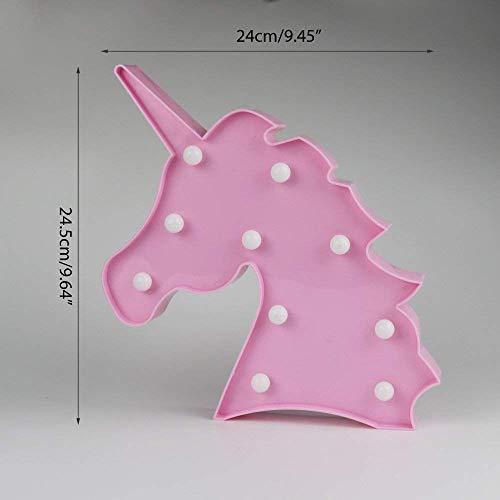 Pooqla LED Unicornio Night Light Lamp Kids Marquee Lights Unicorn Shape Signs Light Up Christmas Party Wall Decoration Battery Operated (Pink)