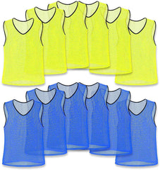 Unlimited Potential Nylon Mesh Scrimmage Team Practice Vests Pinnies Jerseys Bibs for Children Youth Sports Basketball, Soccer, Football, Volleyball (Pack of 12)