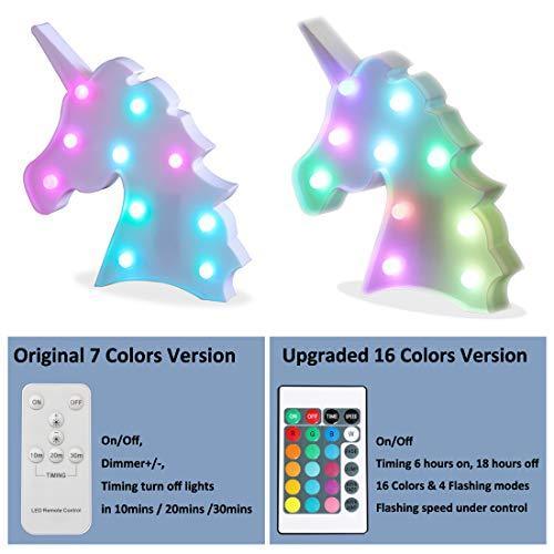 Pooqla LED Unicornio Night Light Lamp Kids Marquee Lights Unicorn Shape Signs Light Up Christmas Party Wall Decoration Battery Operated (Pink)