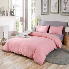 100% Washed Cotton Duvet Cover 3 Piece, Comforter Cover Queen Full Size, Solid Color and Ultra Soft with Zipper Closure, Corner Ties, Simple Bedding Style, Gray by SORMAG