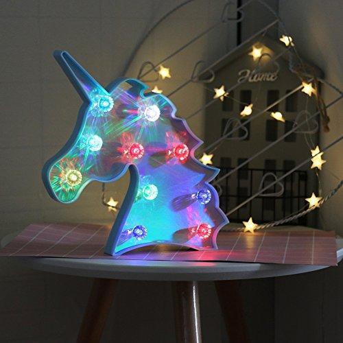 Pooqla LED Unicornio Night Light Lamp Kids Marquee Lights Unicorn Shape Signs Light Up Christmas Party Wall Decoration Battery Operated (Pink)