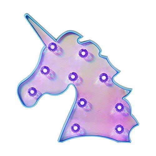 Pooqla LED Unicornio Night Light Lamp Kids Marquee Lights Unicorn Shape Signs Light Up Christmas Party Wall Decoration Battery Operated (Pink)