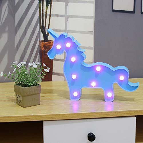 Pooqla LED Unicornio Night Light Lamp Kids Marquee Lights Unicorn Shape Signs Light Up Christmas Party Wall Decoration Battery Operated (Pink)