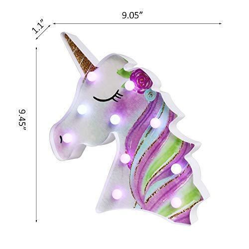 Pooqla LED Unicornio Night Light Lamp Kids Marquee Lights Unicorn Shape Signs Light Up Christmas Party Wall Decoration Battery Operated (Pink)