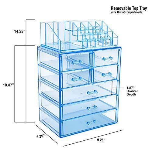 Sorbus Acrylic Cosmetic Makeup and Jewelry Storage Case Display-Spacious Design-for Bathroom, Dresser, Vanity and Countertop (4 Large, 2 Small Drawers, Clear)