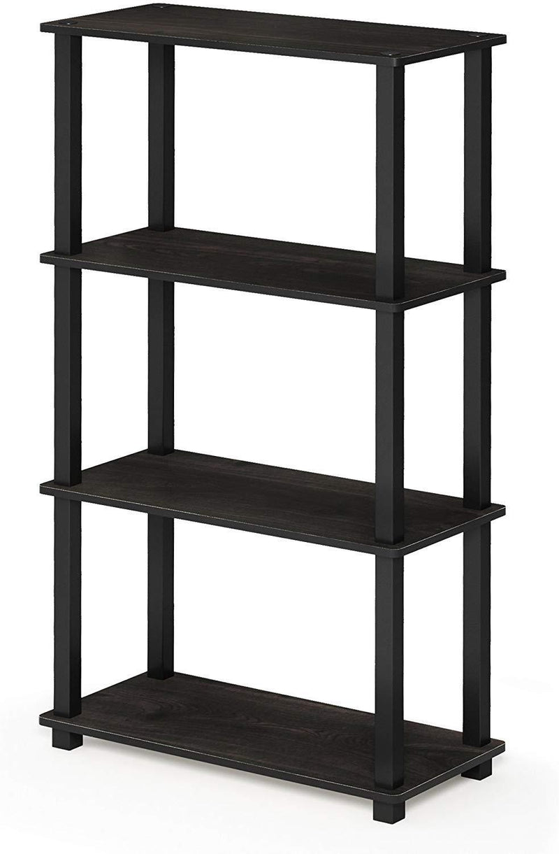 Furinno (99557BK/GY) Turn-N-Tube 4-Tier Multipurpose Shelf Display Rack - Black/Grey