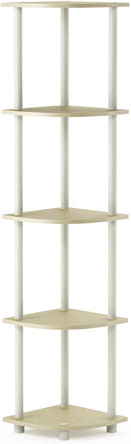 Furinno Turn-N-Tube 5 Tier Corner Display Rack Multipurpose Shelving Unit, Columbia Walnut/Black
