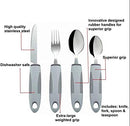 BunMo 4 Piece Cutlery Set Easy Grip Extra Thick Handles, Ideal Eating Aid for The Disabled, Elderly and Those with Limted Hand Movement or Tremors.