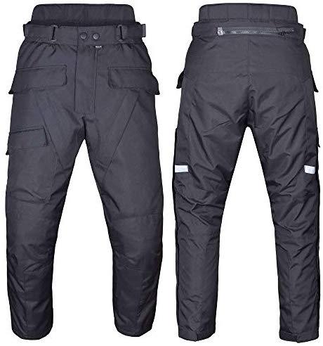 Men's Motorcycle Waterproof Over-Pants Full Side Zip with Removable CE Armor Black