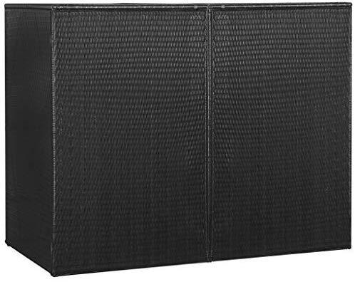 Canditree Storage Shed Poly Rattan for Garbage Cans, Garden Tools, Bin Shed for Patio Backyard Garden 60.2"x30.7"x47.2", Brown