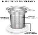 KitchenTour Porcelain Tea Mug with Infuser and Lid - Large Capacity Mug with Infuser Basket - 20oz, White