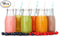 EIVOTOR 12 Pack - 11 Oz Glass Milk Bottles, 24 Metal Twist Lids and 12 Colorful Paper Straws - Reusable Vintage Dairy Bottles