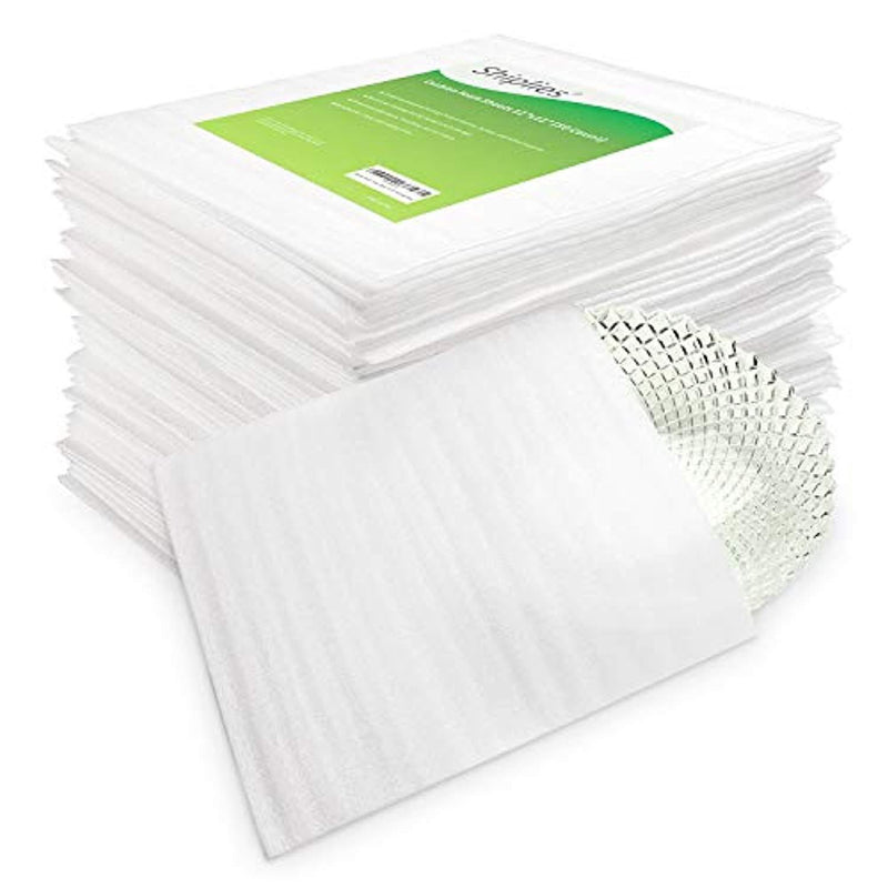 150 Count - 12" x 12" Ultra Thick Reusable Foam Wrap Pouches Pockets, Foam Cushioning, Protect Dishes, Glasses, Porcelain, Stemware, Mugs & Fragile Items, Packing Foam Supplies for Moving by Shiplies