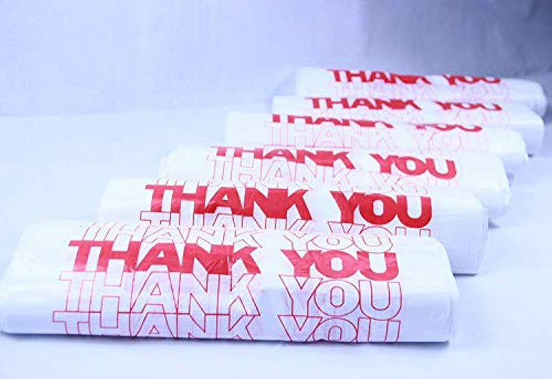 R Noble Thank You Reusable Grocery Plastic Bags, 1/6, 15mic, 600 Count