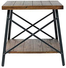 Emerald Home Chandler Rustic Wood End Table with Solid Wood Top, Metal Base, And Open Storage Shelf