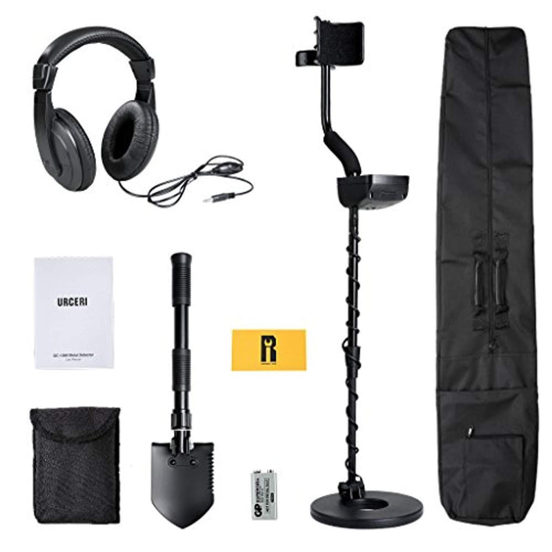 URCERI GC-1069 Metal Detector, High Accuracy Waterproof Treasure Hunting Tool, 2 Modes Outdoor Gold Digger with Sensitive Search Coil, Folding Shovel and Headphone for Beginners Professionals