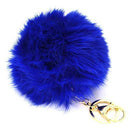 Miraclekoo Rabbit Fur Ball Pom Pom KeyChain Gold Plated Keychain with Plush for Car Key Ring or Handbag Bag Decoration (Orange Pink)