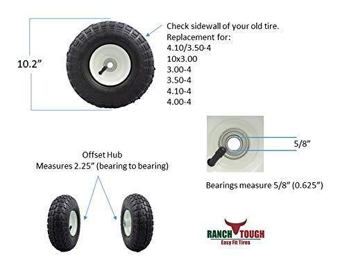 Ranch Tough 4 Pack RT310 10" Pneumatic Replacement Tires for Garden Including Gorilla Cart, Black
