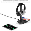 Headphone Stand with USB Charger COZOO Desktop Gaming Headset Holder Hanger with 3 USB Charger and 2 Outlets - Suitable for Gaming, DJ, Wireless Earphone Display (Black)