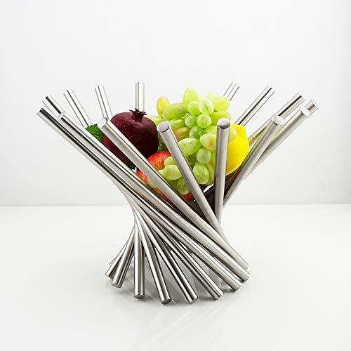 PENGKE Creative Stainless Steel Rotation Fruit Bowl,Fruit Basket Fruit Stand Fruit Holder For Kitchen Storage Rack,Silver