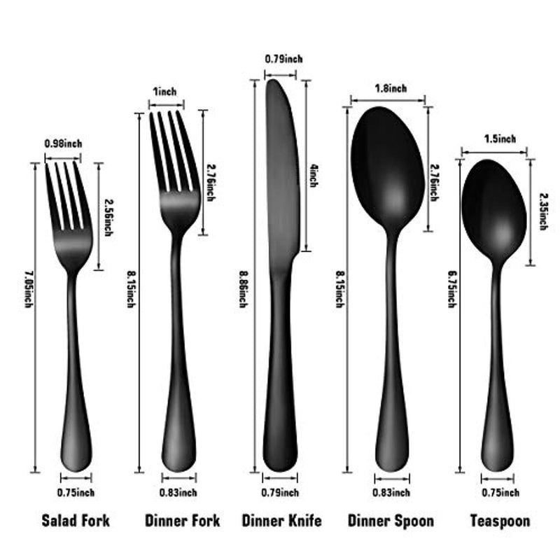 Black Silverware Set - 20 Pieces Black Flatware Set, Stainless Steel Cutlery Set Service for 4, Mirror Polished Tableware Utensil Set, Knives Forks Spoons for Home Kitchen Restaurant, Dishwasher Safe