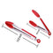 Cooking Tongs, Wik Suang Heat Resistant Kitchen Tongs, Stainless Steel With Silicone Heads, Non Stick Locking Tongs, Good Grips Barbecue Tongs (Red)