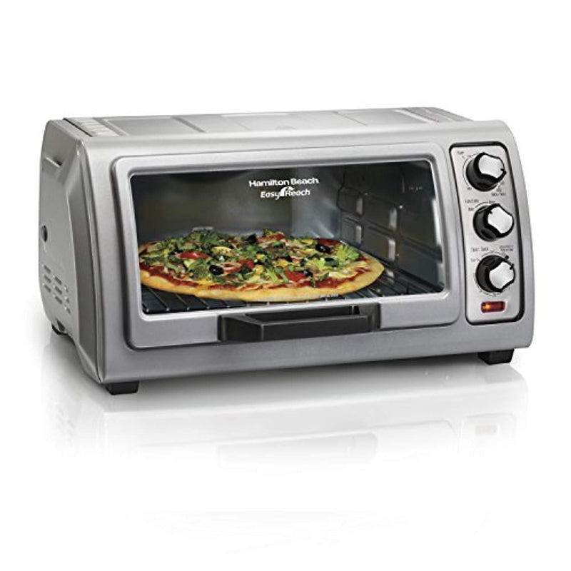 Hamilton Beach Countertop Toaster Oven Easy Reach with Roll-Top Door, 6-Slice & Auto Shutoff, Silver (31127)