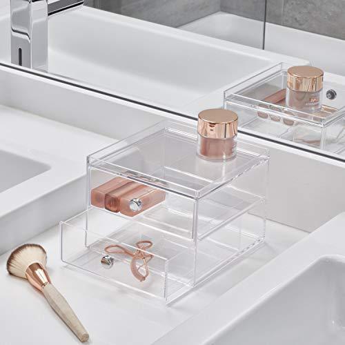 iDesign 3-Drawer Plastic Vanity Organizer, Compact Slim Storage Organization Drawers Set for Cosmetics, Dental Supplies, Hair Care, Bathroom, Dorm, Desk, Countertop, Office, 6.5" x 7" x 5", Clear