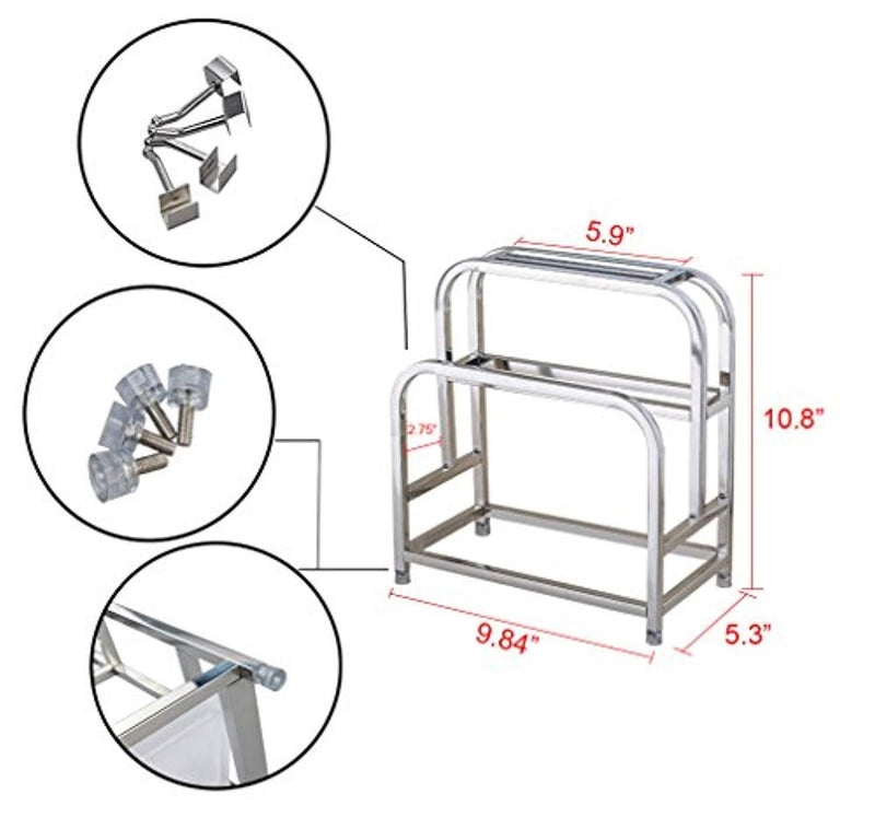 Knife Drying Rack Stainless Steel Knife Block w\ Cutting Board Hoder