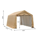 Outsunny 17’ x 10.5’ Heavy Duty Enclosed Vehicle Shelter Carport - Beige