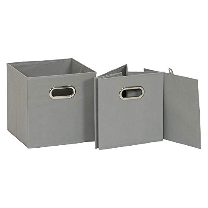 Household Essentials 84-1 Foldable Fabric Storage Bins | Set of 6 Cubby Cubes with Handles | Teafog, 6 lbs, Grey