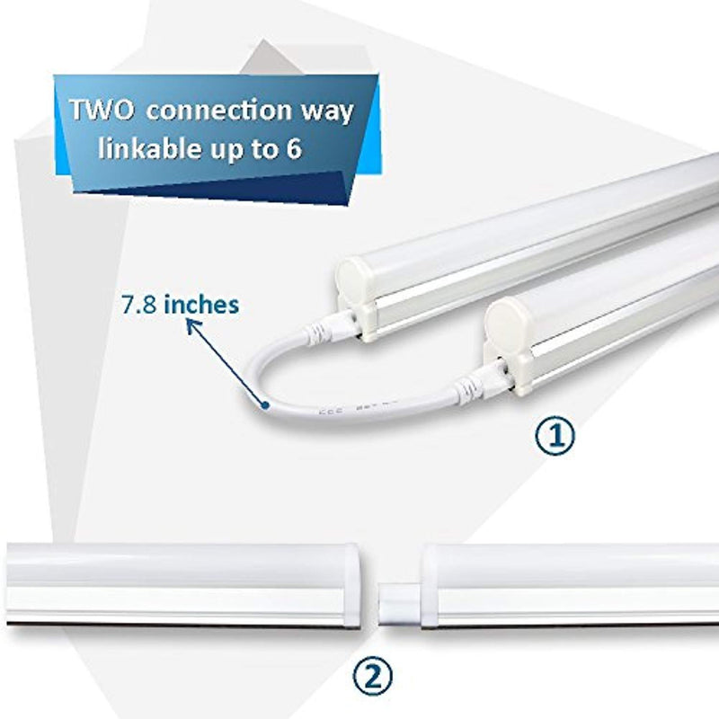 INSTACAN (Pack of 6) Barrina LED T5 Integrated Single Fixture, 4FT, 2200lm, 4000K (Daylight Glow), 20W, Utility Shop Light, Ceiling and Under Cabinet Light, Corded Electric with Built-in ON/Off Switch