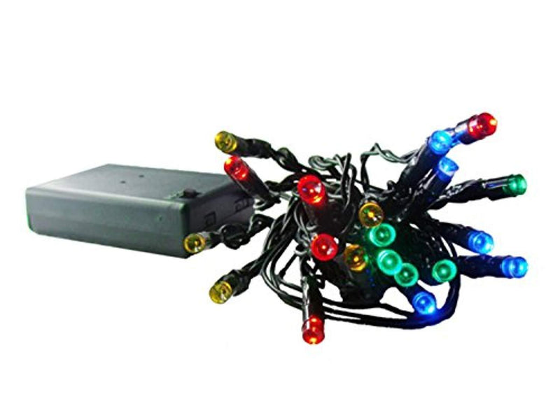 Sienna Set of 20 Battery Operated Multi LED Wide Angle Christmas Lights - Green Wire