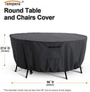 FLYMEI Patio Furniture Cover, Waterproof Tear-Resistant UV and Fade Resistant Outdoor Round Table Dining Set Cover, Space Grey, 62 inches Diameter