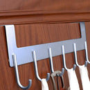 ACMETOP Over The Door Hook Hanger, Heavy-Duty Organizer for Coat, Towel, Bag, Robe - 6 Hooks, Aluminum, Brush Finish (Silver)