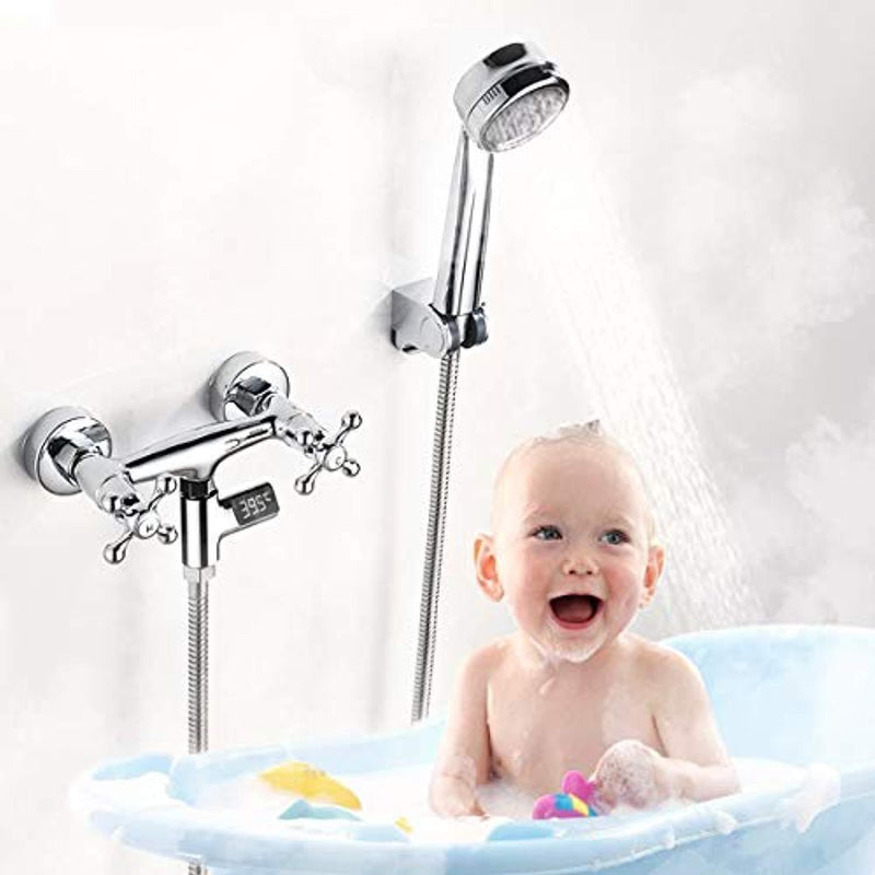 LED Digital Shower and Kitchent Faucet Thermometer, Hydro-Power Real Time Bath Water Temperature Monitor for Kids