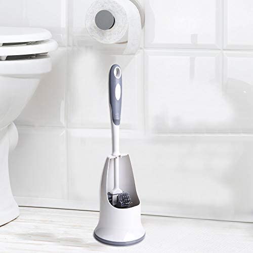 COSTOM Toilet Brush Set,Toilet Bowl Brush and Holder for Bathroom Toilet - White