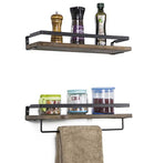 SODUKU Floating Shelves Wall Mounted Storage Shelves for Kitchen, Bathroom,Set of 2 Brown