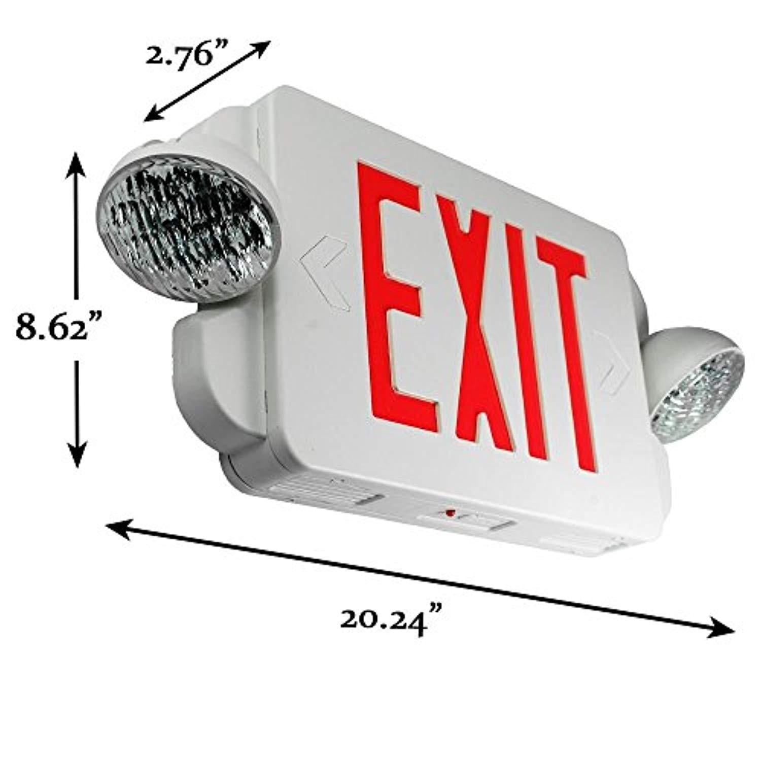 eTopLighting 2 Packs of LED Red Exit Sign Emergency Light Combo with Battery Back-Up UL924 ETL listed, EL2BR-2