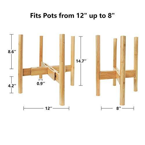 Mid Century Plant Stand - Up to 10'' Flower Pot, Wood Indoor Planter Holder, Modern Home Decor (Planter Not Included)