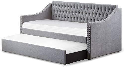 Homelegance Tulney Fabric Upholstered Daybed with Trundle, Twin, Gray