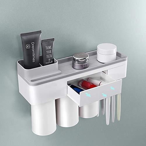 6 Piece Bathroom Accessories Set,Plastic Bath Ensemble Bath Set Lotion Bottles, Toothbrush Holder, Tooth Mug, Soap Dish, Toilet Brush, Trash Can (white)